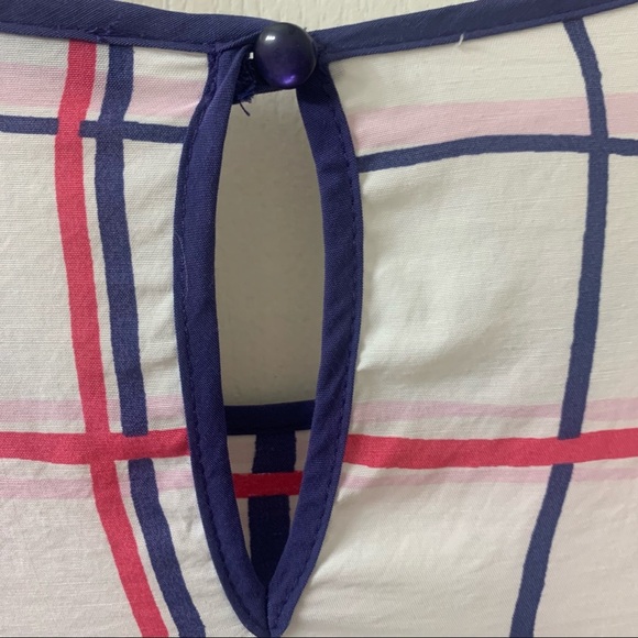 Atmosphere Lightweight Blouse Top Popover Grid Print White Purple Women’s 6 - Picture 5 of 12